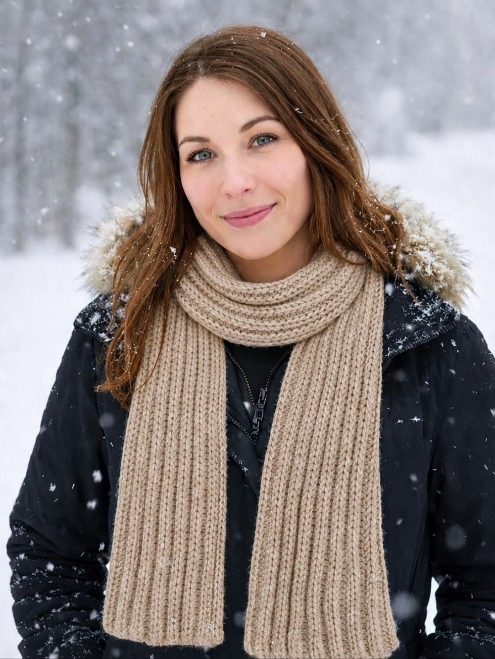 Handmade Cozy Solid Tan Cream Crocheted Scarf Unisex - New